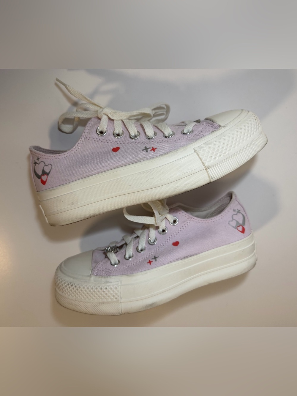 Converse Chuck Taylor All Star Lift Y2K Heart Platform Shoes Lace Lilac Womens 5